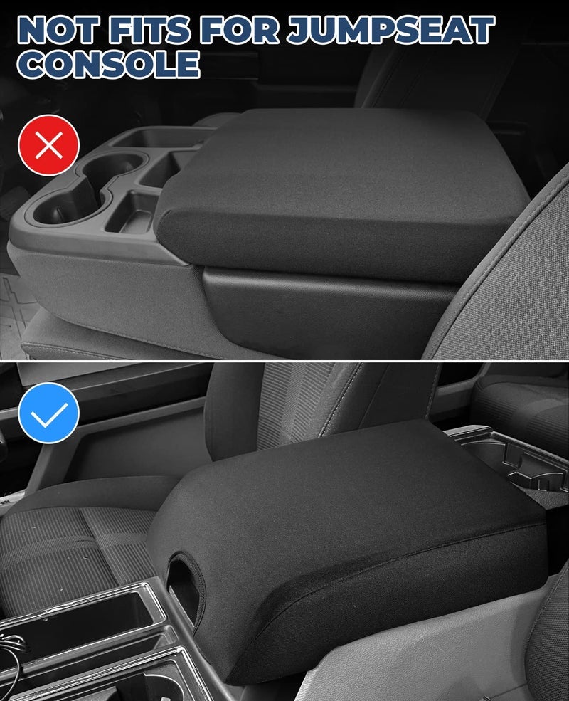 ISSYAUTO Center Console Cover Compatible with 2015-2020 F150, 2017-2022 F250 F350 F450, 2018-2023 Expedition, Neoprene Armrest Cover Customized Arm Rest Cover (Bucket Seat Only) - Image 2